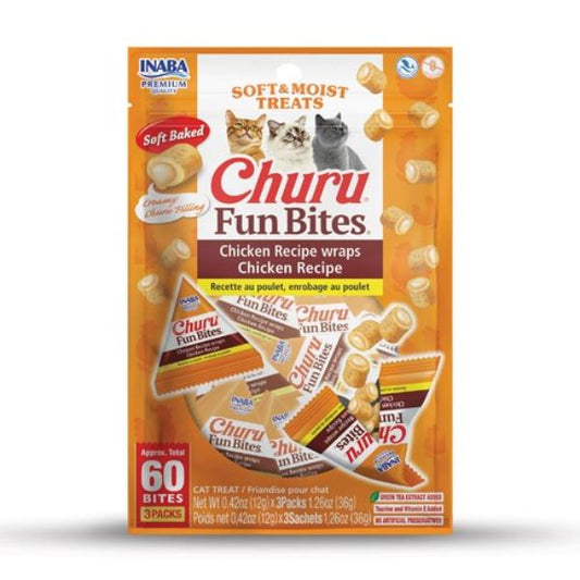 INABA - Churu Fun Bites Chicken Recipe wraps Chicken Recipe 36g (12g X Tubes)