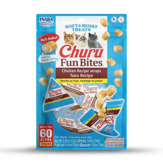 INABA - Churu Fun Bites Chicken Recipe wraps Tuna Recipe 36g (12g X Tubes)