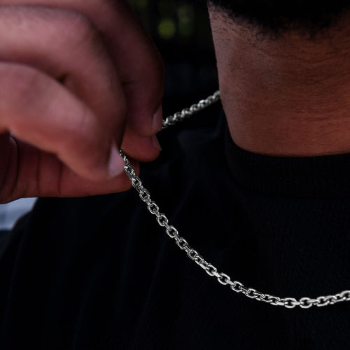 Adjustable Open Box Chain in White Gold - 3.6mm