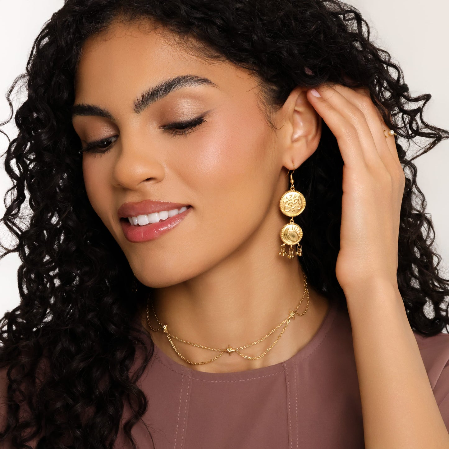 "My Sister" Sun & Moon Coin Earrings