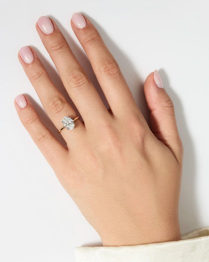 3.52 Oval Lab Diamond in Cloud Solitaire Hidden Halo