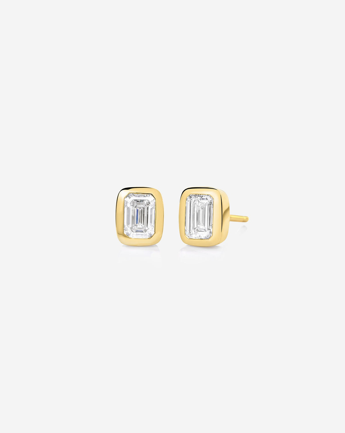 Bezel Emerald Lab Diamond Studs