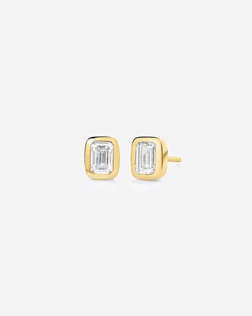 Bezel Emerald Lab Diamond Studs