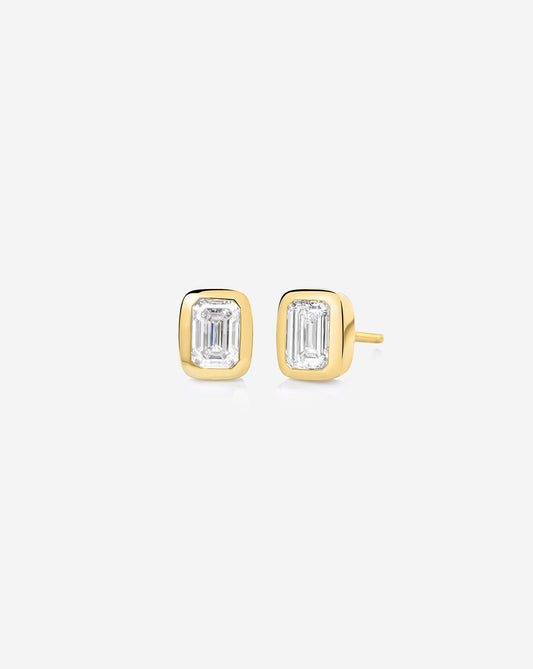 Bezel Emerald Lab Diamond Studs
