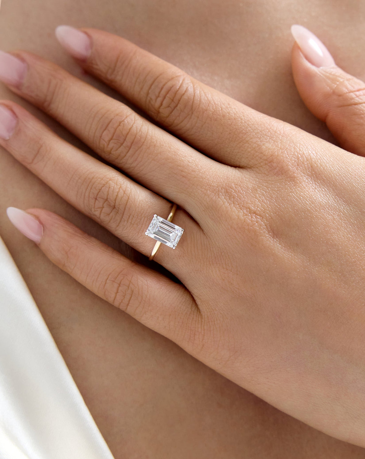 3.72 Emerald Lab Diamond in Whisper Thin® Embrace