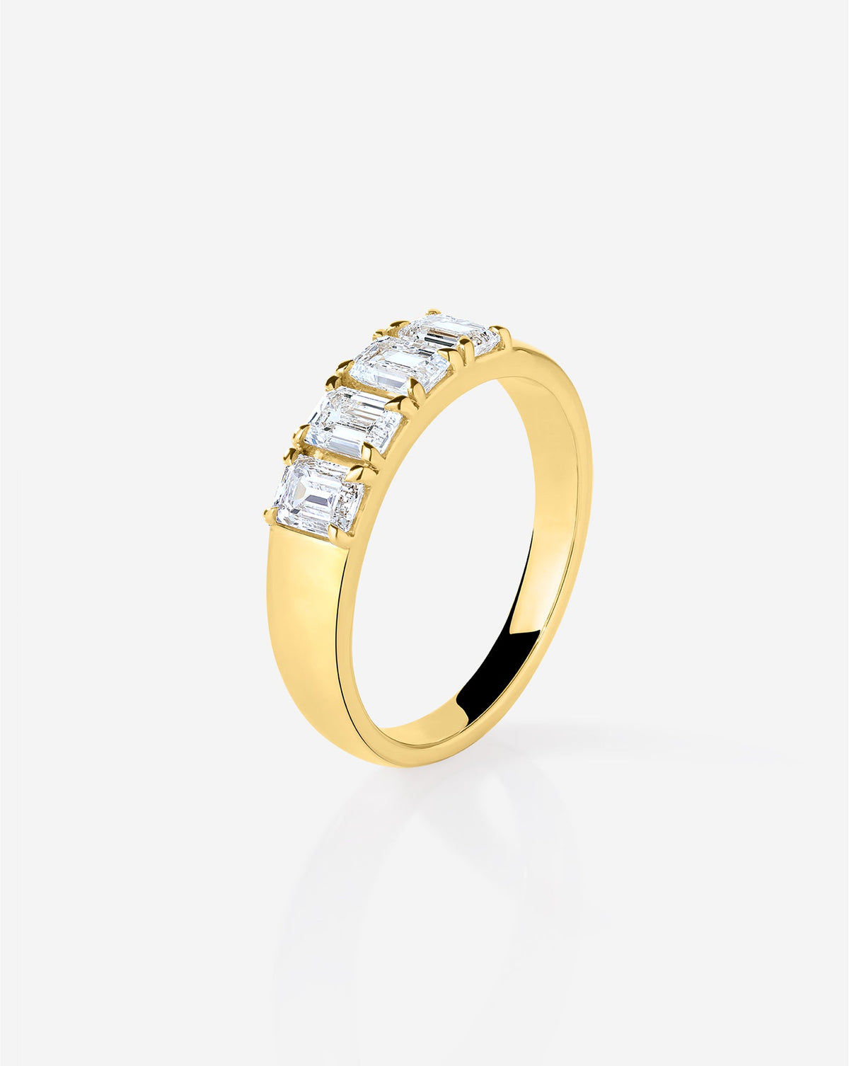 4-Stone Emerald Lab Diamond Wedding Band