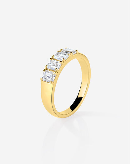 4-Stone Emerald Lab Diamond Wedding Band