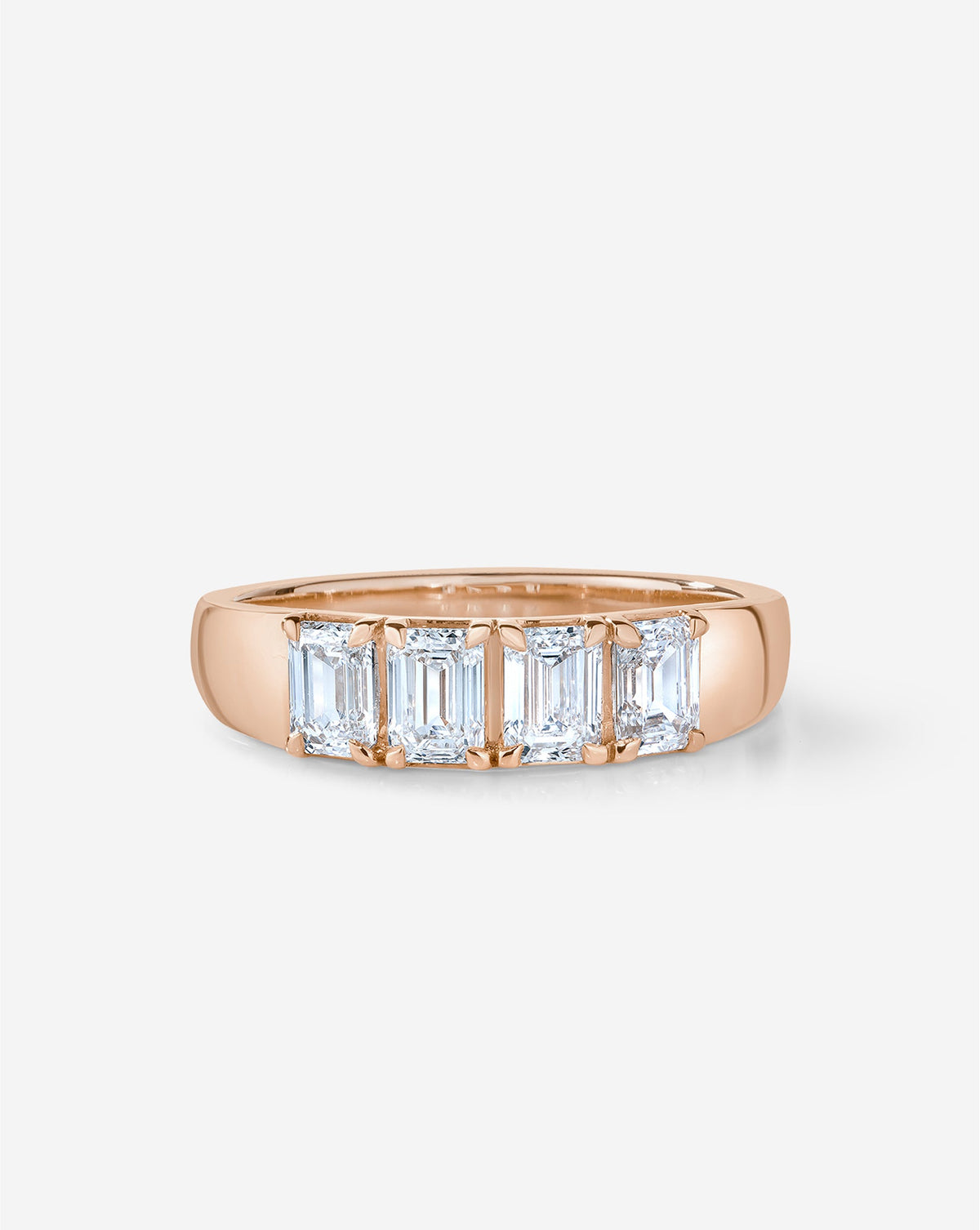 4-Stone Emerald Lab Diamond Wedding Band