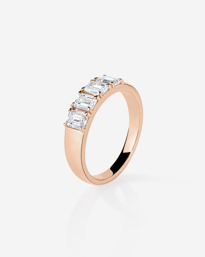 4-Stone Emerald Lab Diamond Wedding Band
