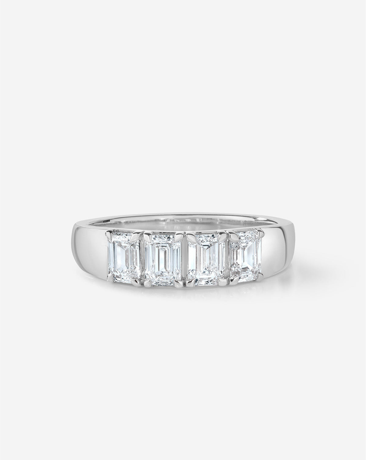 4-Stone Emerald Lab Diamond Wedding Band