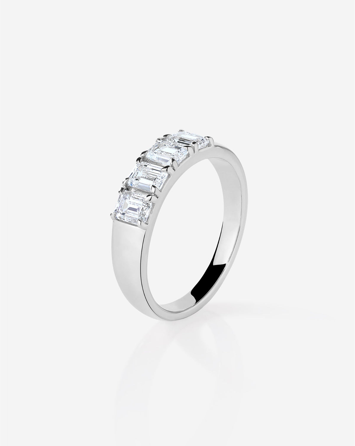 4-Stone Emerald Lab Diamond Wedding Band