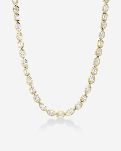 Bezel Mixed Shapes Tennis Necklace