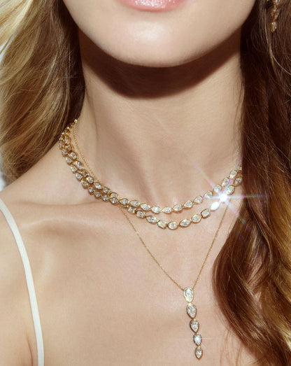 Bezel Mixed Shapes Tennis Necklace