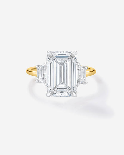 3.65 Emerald Lab Diamond in Whisper Thin® Three Stone with Trapezoids
