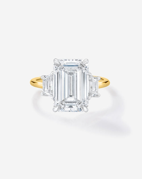 3.65 Emerald Lab Diamond in Whisper Thin® Three Stone with Trapezoids