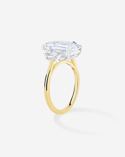3.65 Emerald Lab Diamond in Whisper Thin® Three Stone with Trapezoids