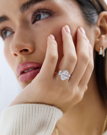 4.00 Oval Lab Diamond in Whisper Thin® Three Stone with Ovals