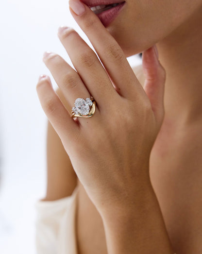 4.00 Oval Lab Diamond in Whisper Thin® Three Stone with Ovals