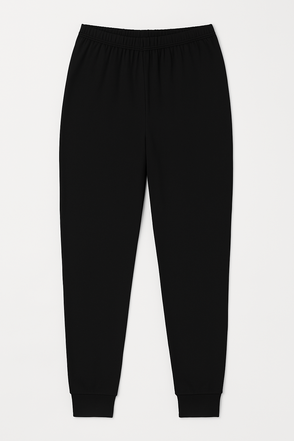 2pcs Set Womens Black Cotton Thermal Long Sleeve Top & Long Jane Pants Underwear