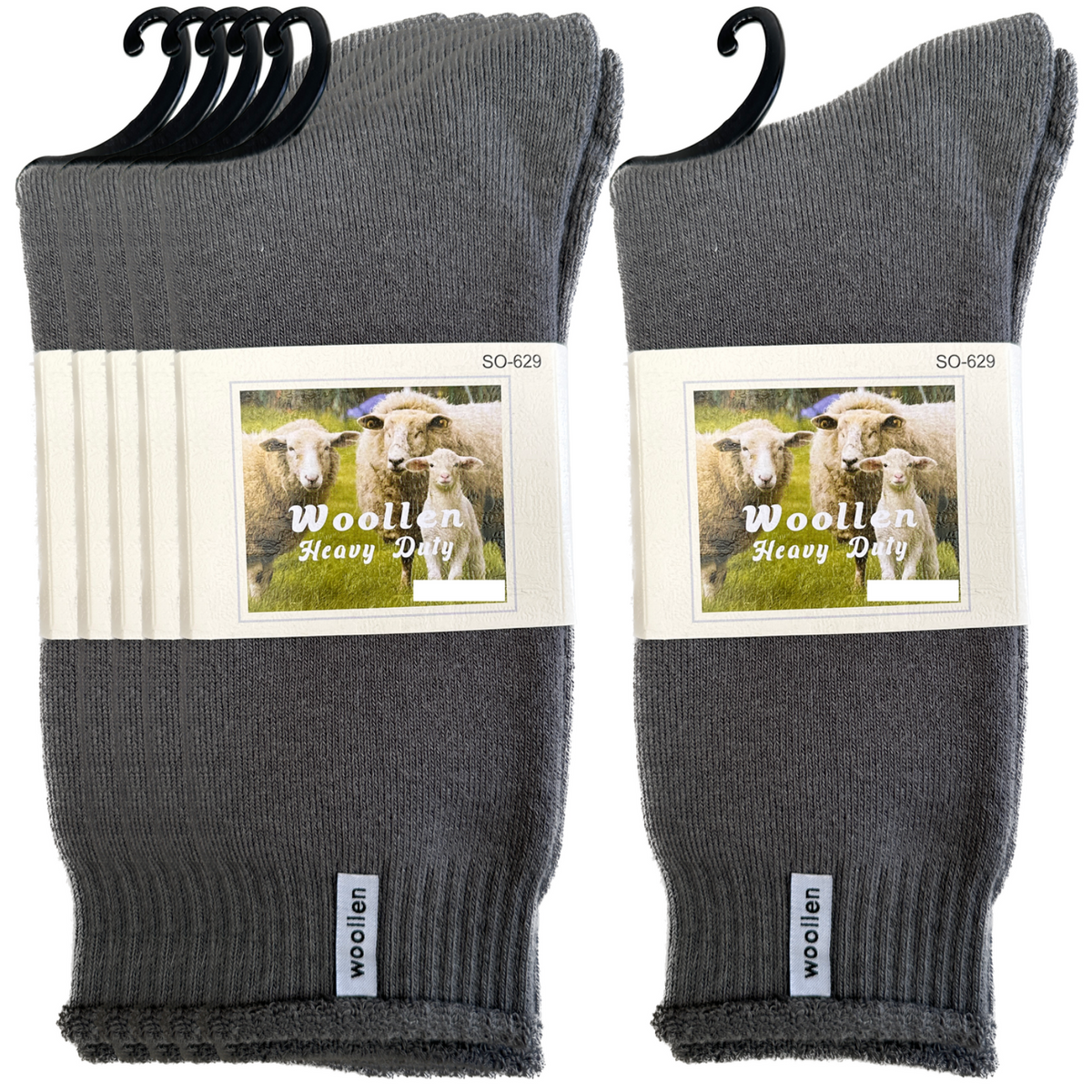 12 Pairs Premium Mens Wool Heavy Duty Thick Work Socks Cushion Woolen Grey