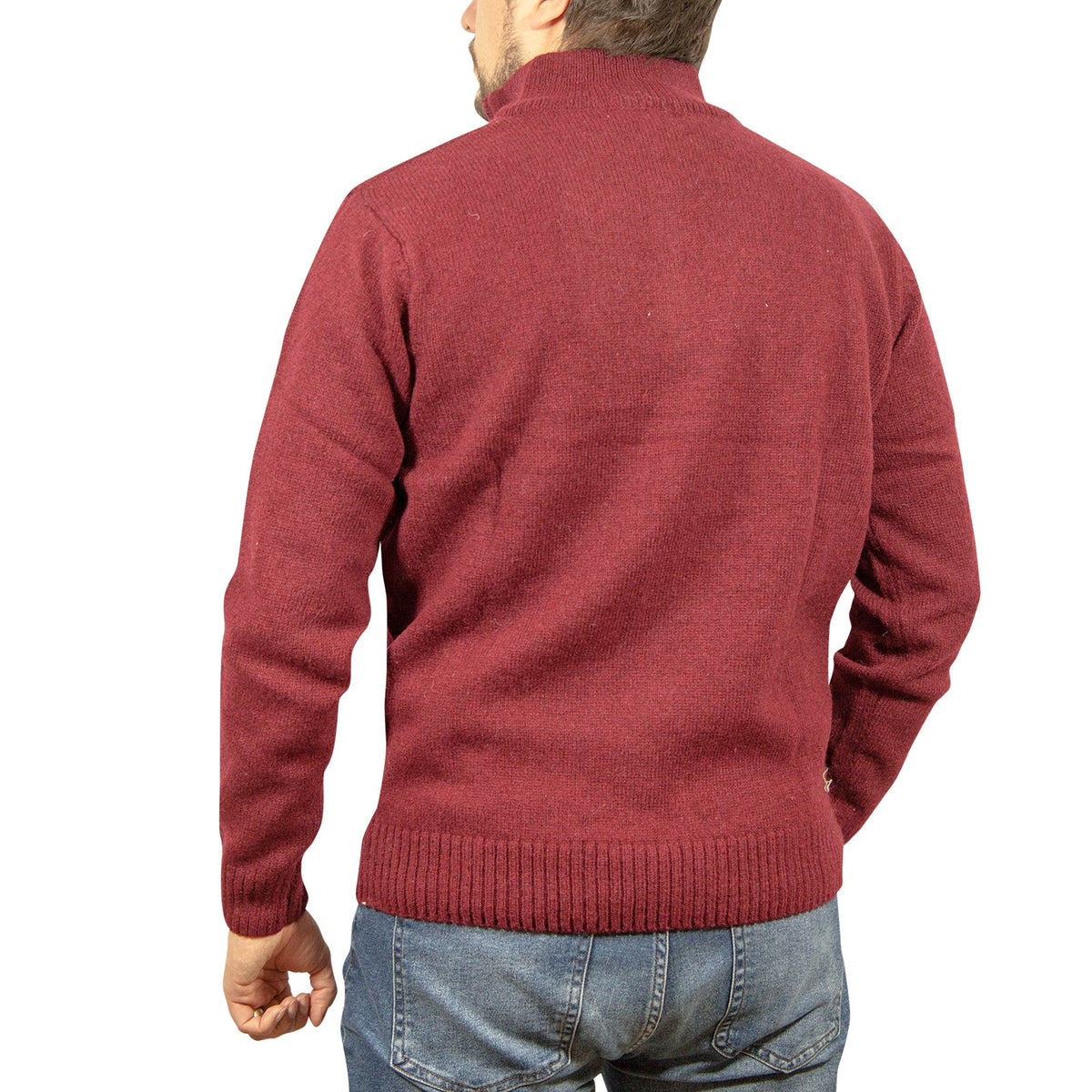 100 Shetland Wool Half Zip Up Knit Jumper Pullover Mens Sweater Knitted 1