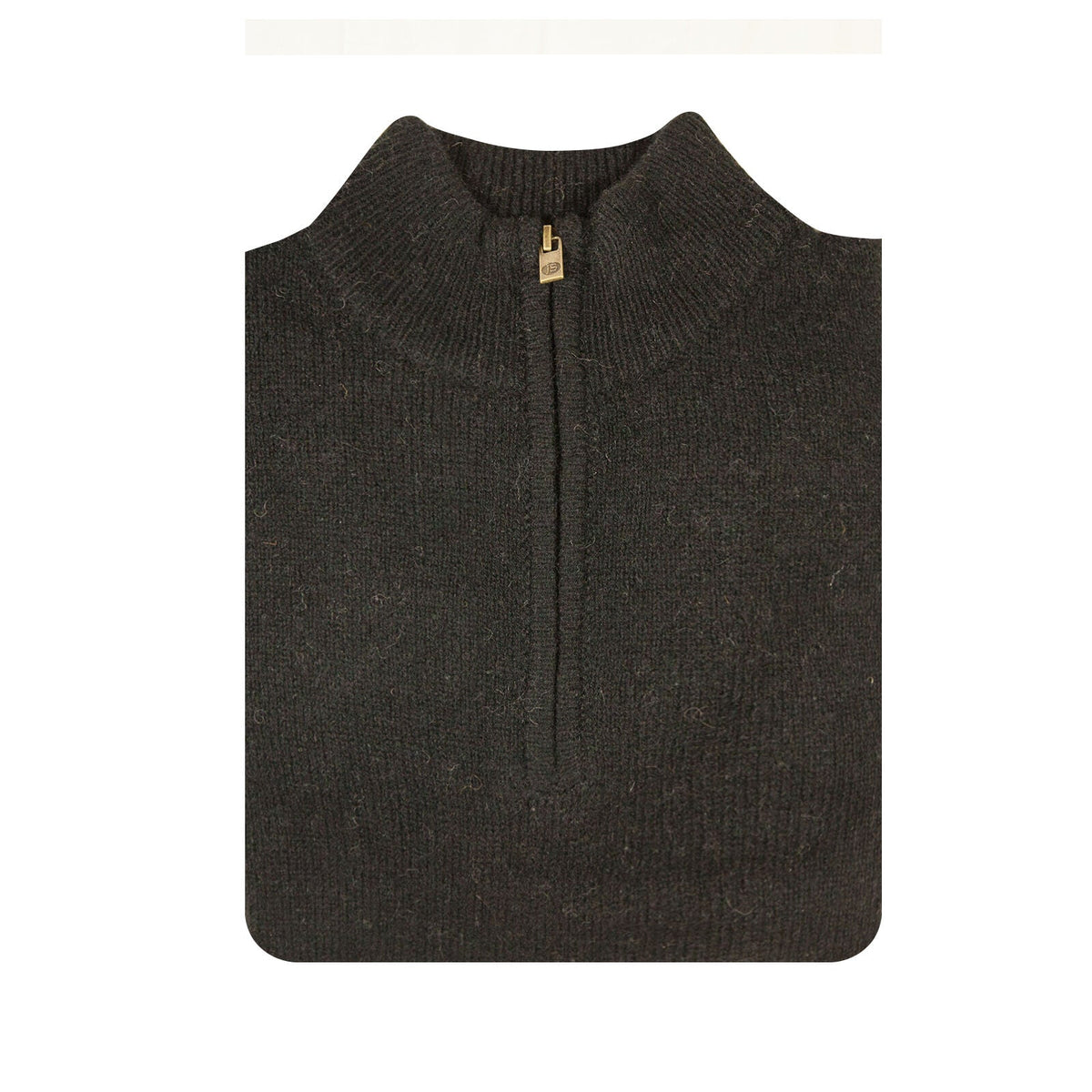 100 Shetland Ragg Wool Half Zip Up Knit Jumper Pullover Mens Sweater Knitted Plain Black