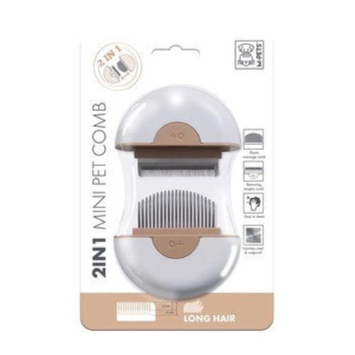 M-PETS - 2 in 1 Mini Pet Comb for long hair - Brown