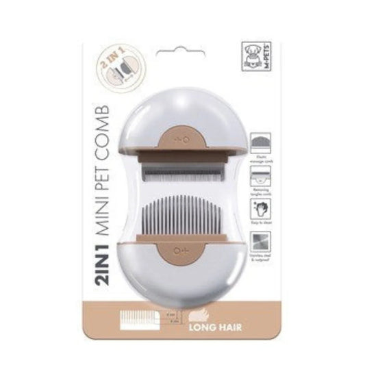 M-PETS - 2 in 1 Mini Pet Comb for long hair - Brown