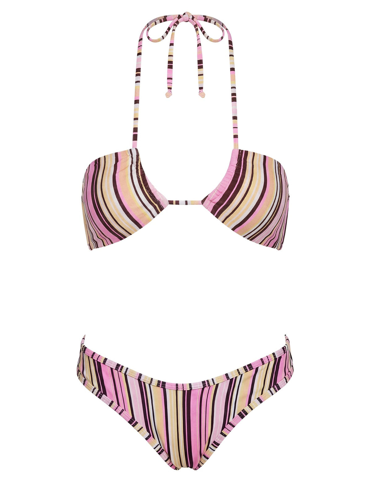 Amiri Contrast High Side Bikini Bottoms Pink / Yellow Stripe