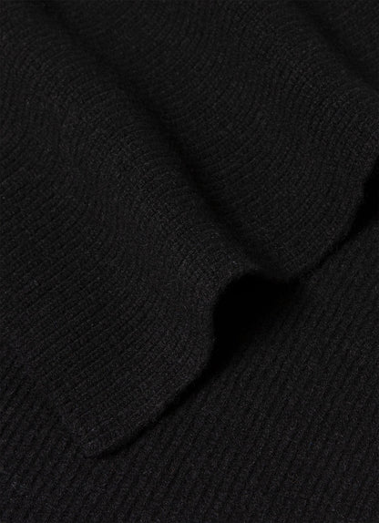 Recycled Cashmere Ribbed Scarf In Black