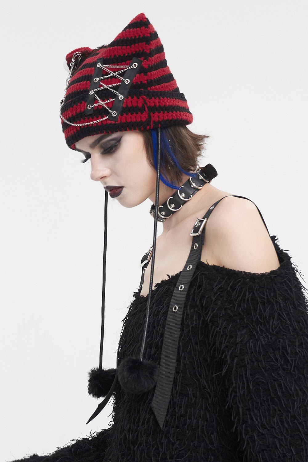 Bad Cat Beanie [BLACK/RED]