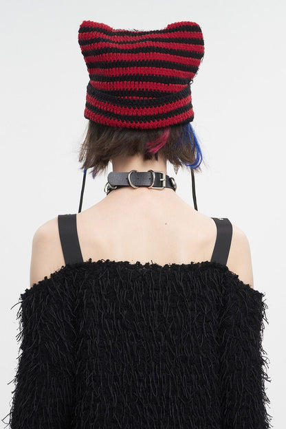 Bad Cat Beanie [BLACK/RED]