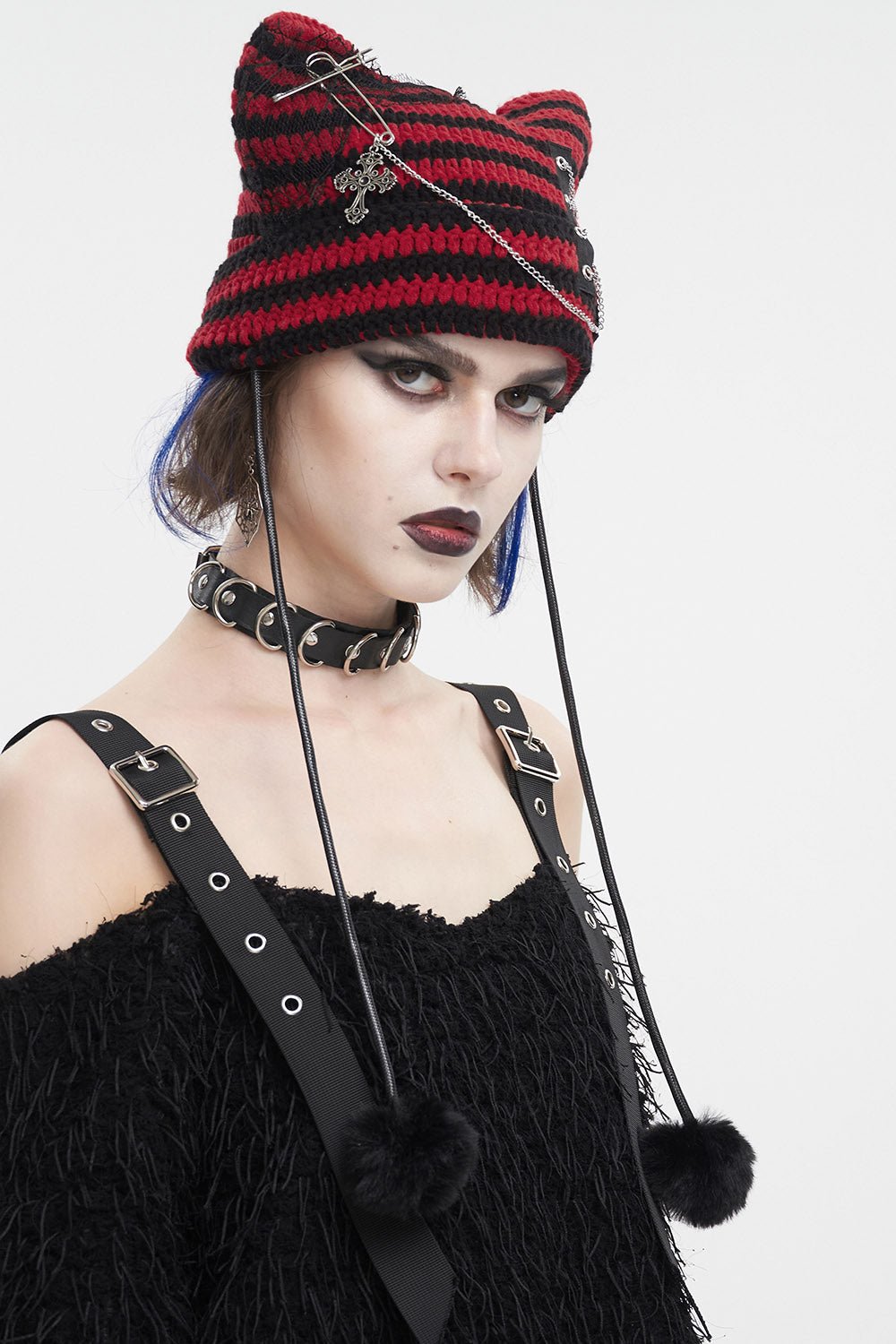 Bad Cat Beanie [BLACK/RED]