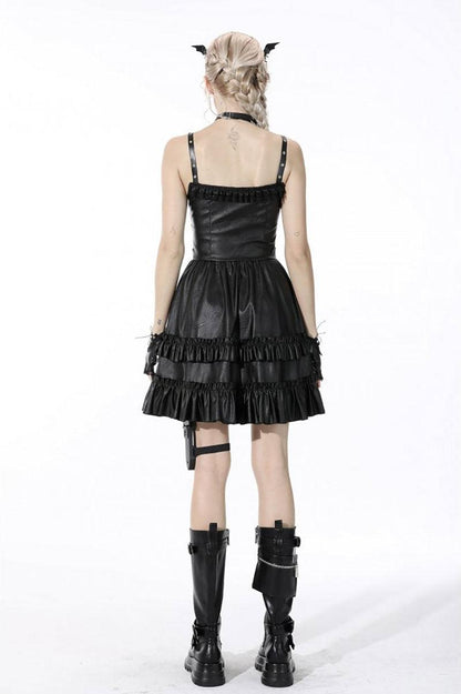 Bad Girl Ruffle Leather Dress