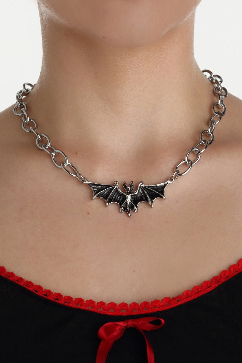 Bat Pendant Thick Chain Necklace