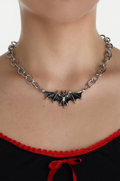 Bat Pendant Thick Chain Necklace