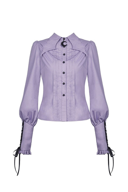 Batwing Collar Button-Up Blouse