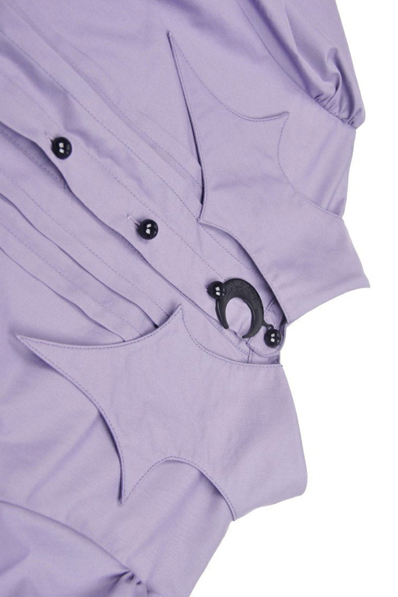 Batwing Collar Button-Up Blouse