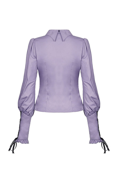 Batwing Collar Button-Up Blouse