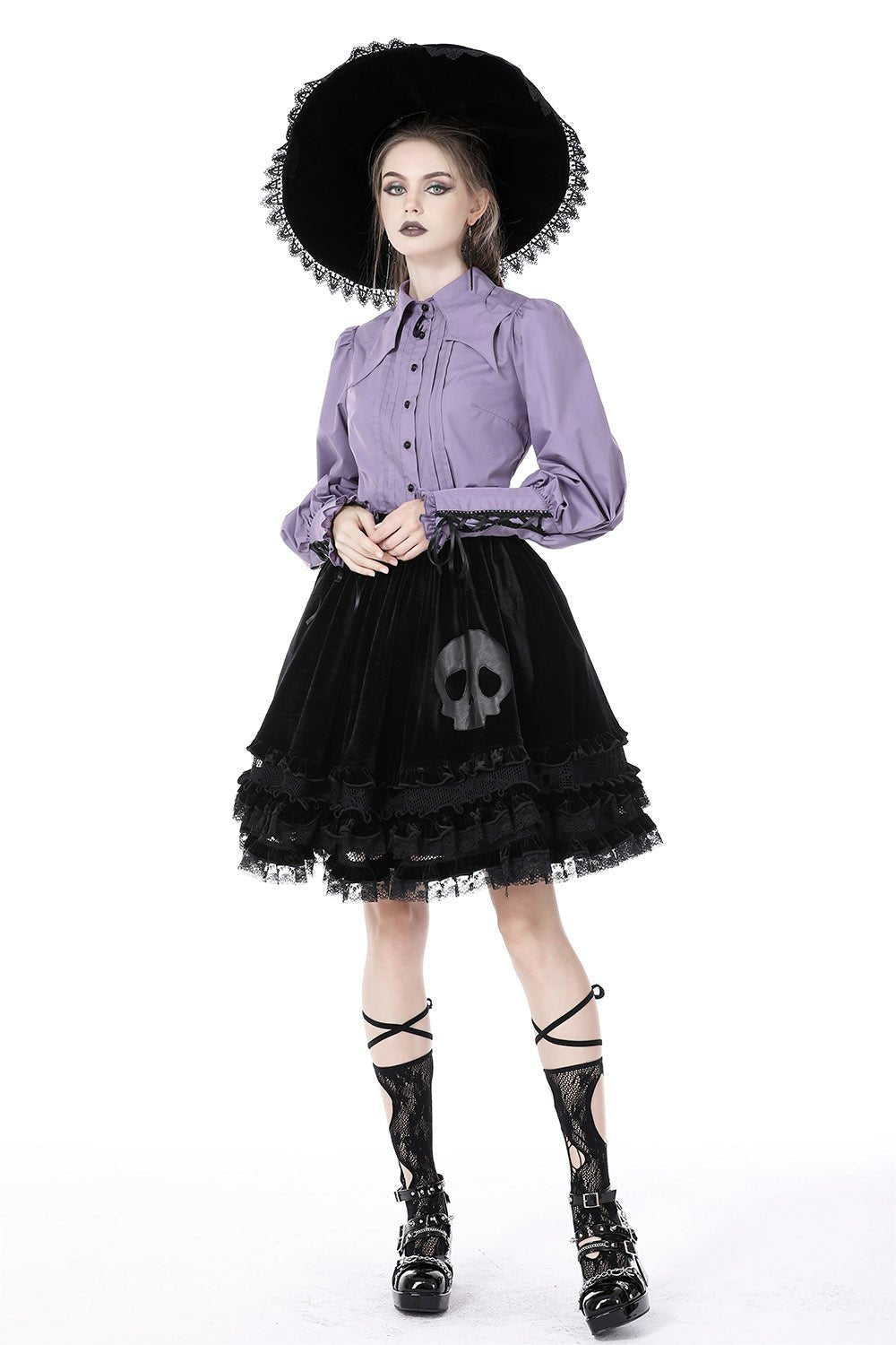 Batwing Collar Button-Up Blouse