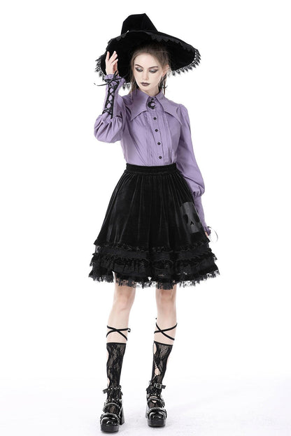 Batwing Collar Button-Up Blouse