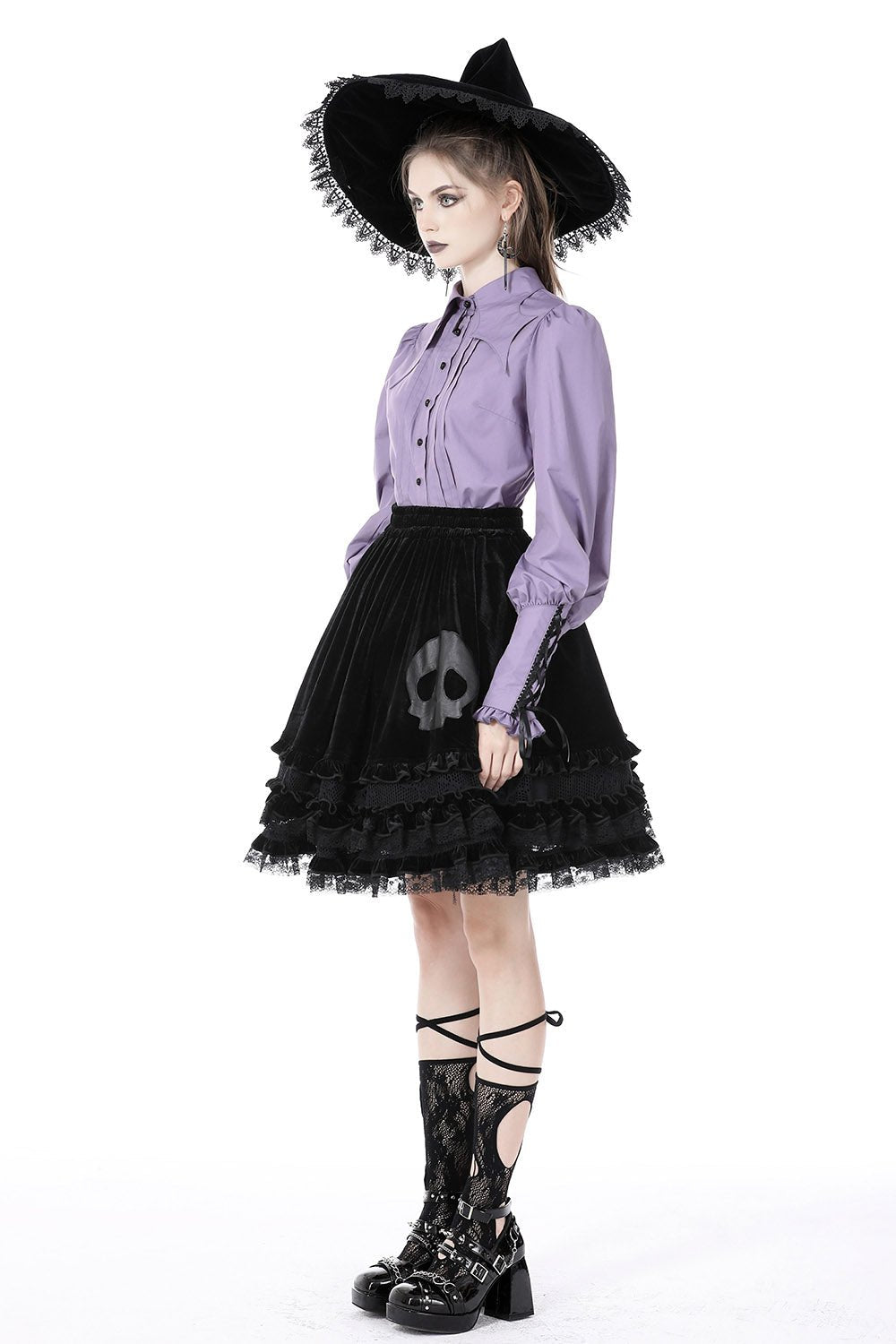 Batwing Collar Button-Up Blouse
