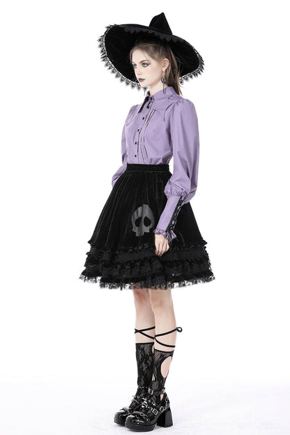 Batwing Collar Button-Up Blouse