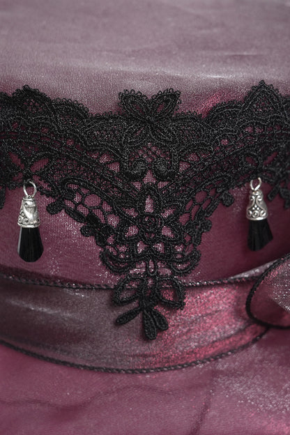 Bloodrose Ruffled Lace Garden Hat