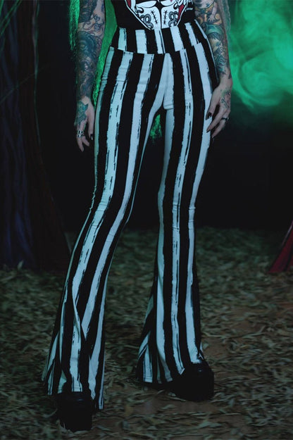 Black and White Striped Hellz Bellz Flares [BLACK/WHITE]