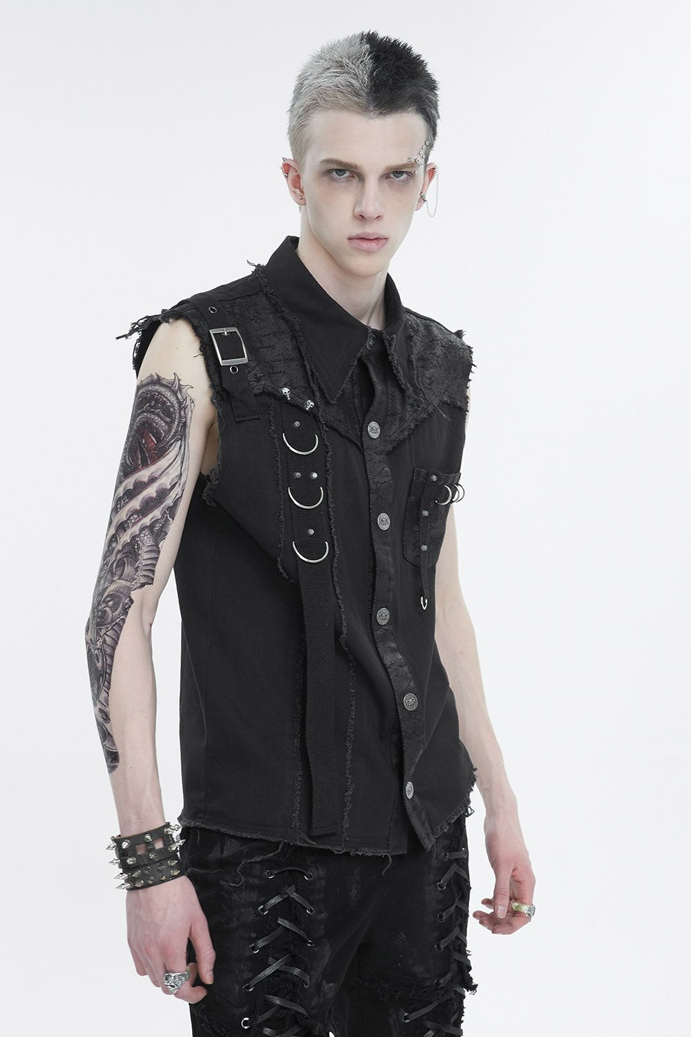 Black Death Denim Vest
