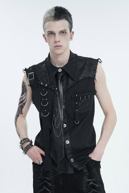 Black Death Denim Vest