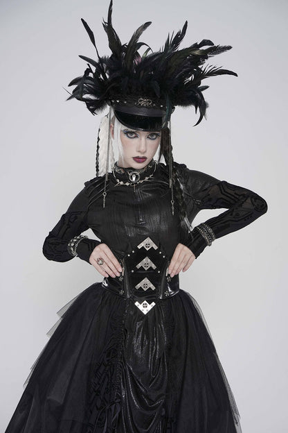 Black Moonlight Plated Corset Belt