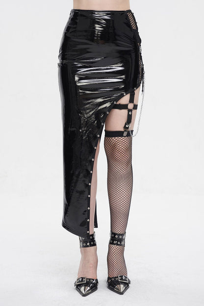 Black Moonlight Harness Split Skirt Set