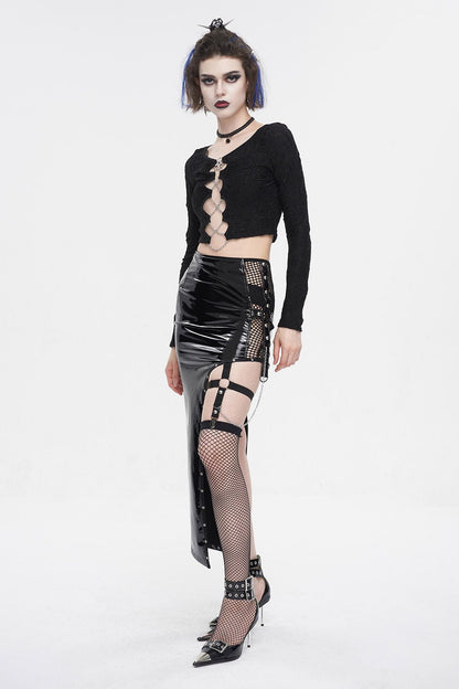 Black Moonlight Harness Split Skirt Set
